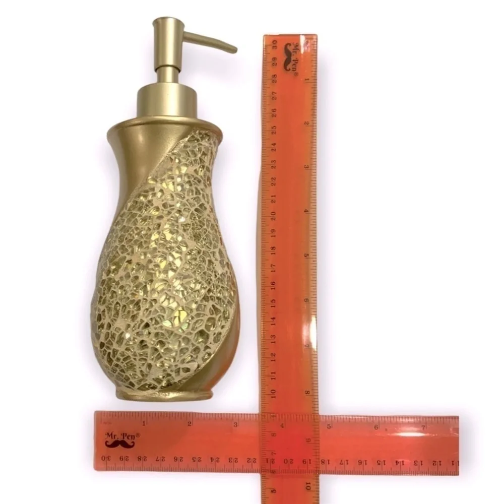 Champagne Gold Mosaic Glass Sparkle Sinatra Bath Accessory Matching 3 Pieces